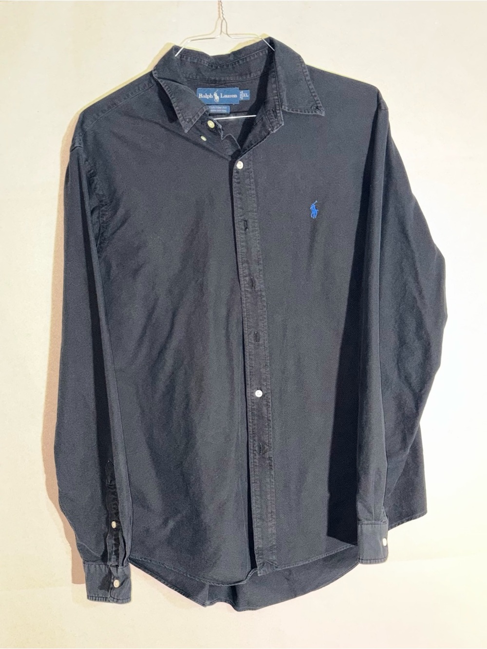 Ralph Lauren Black Button-Down Shirt with Blue Pony